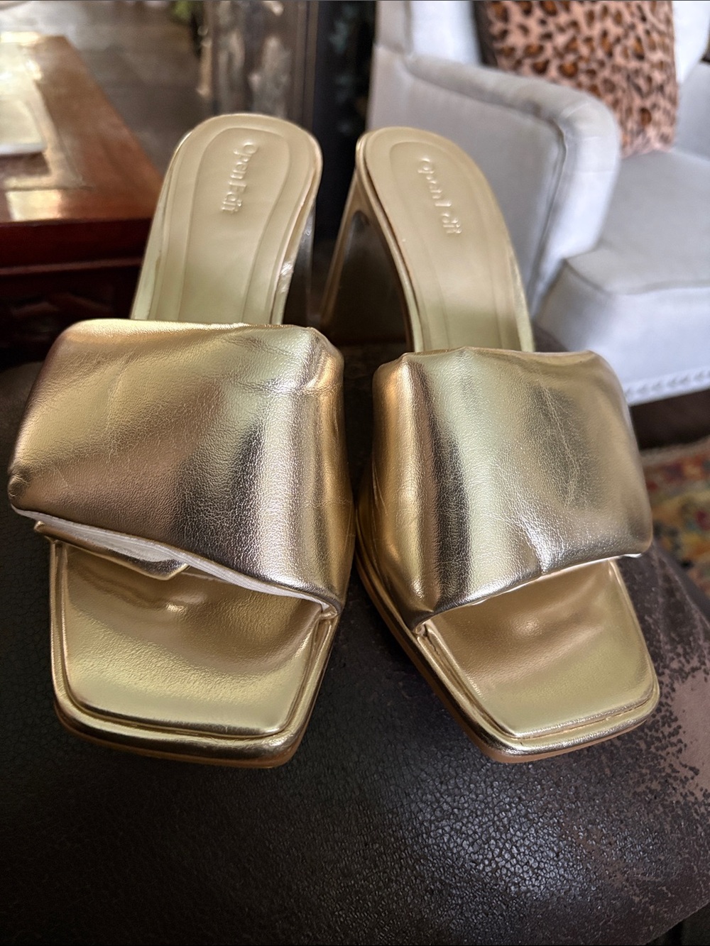New Open Edit Women's Slide Heels - Padded Square Toe 8